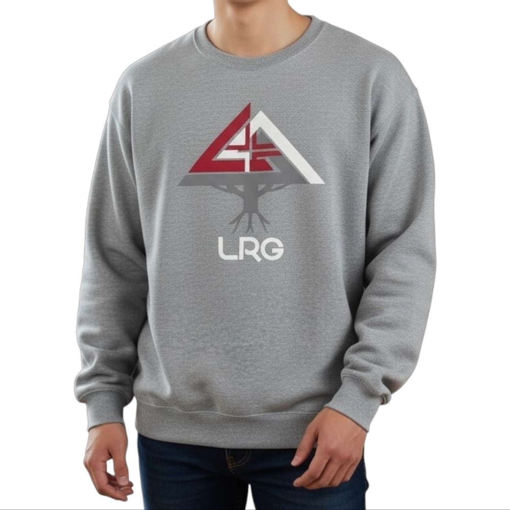 LRG Lifted Stacked Logo Cotton Sweatshirt in Gray Size Large